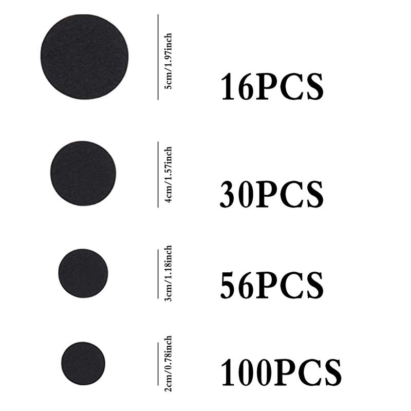 Iceyyyy 200+ Pieces Adhesive Felt Circles  Black Self-Adhesive Felt Pads Felt Sticker for Halloween DIY Projects Costume  Professional Craft Finishing 1.97 Inches/ 1.57 Inches/ 1.2 Inches/0.79 Inches - Image 2